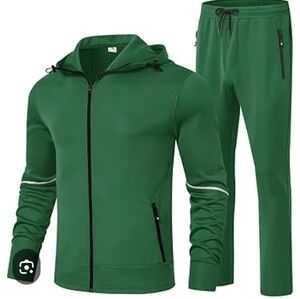 NWT Men's 3XL Green Hooded Tracksuit